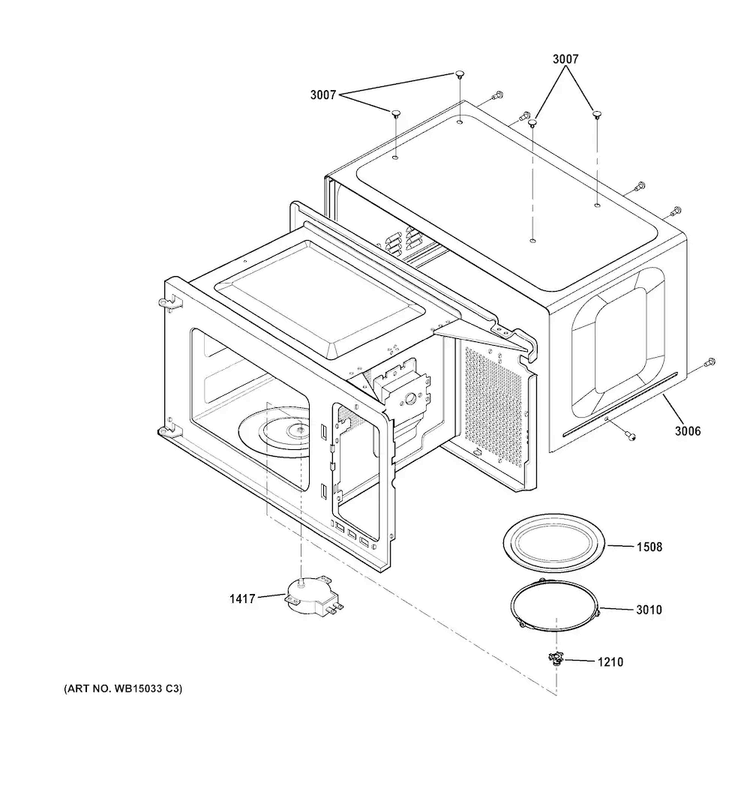 Oven Cavity Parts Diagram and Parts List for JEM3072DH1WW  General Electric Microwave