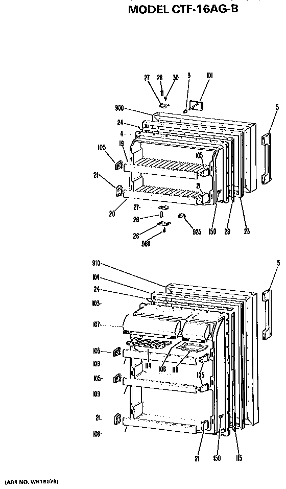Doors Diagram and Parts List for CTF16AGB  Hotpoint Refrigerator