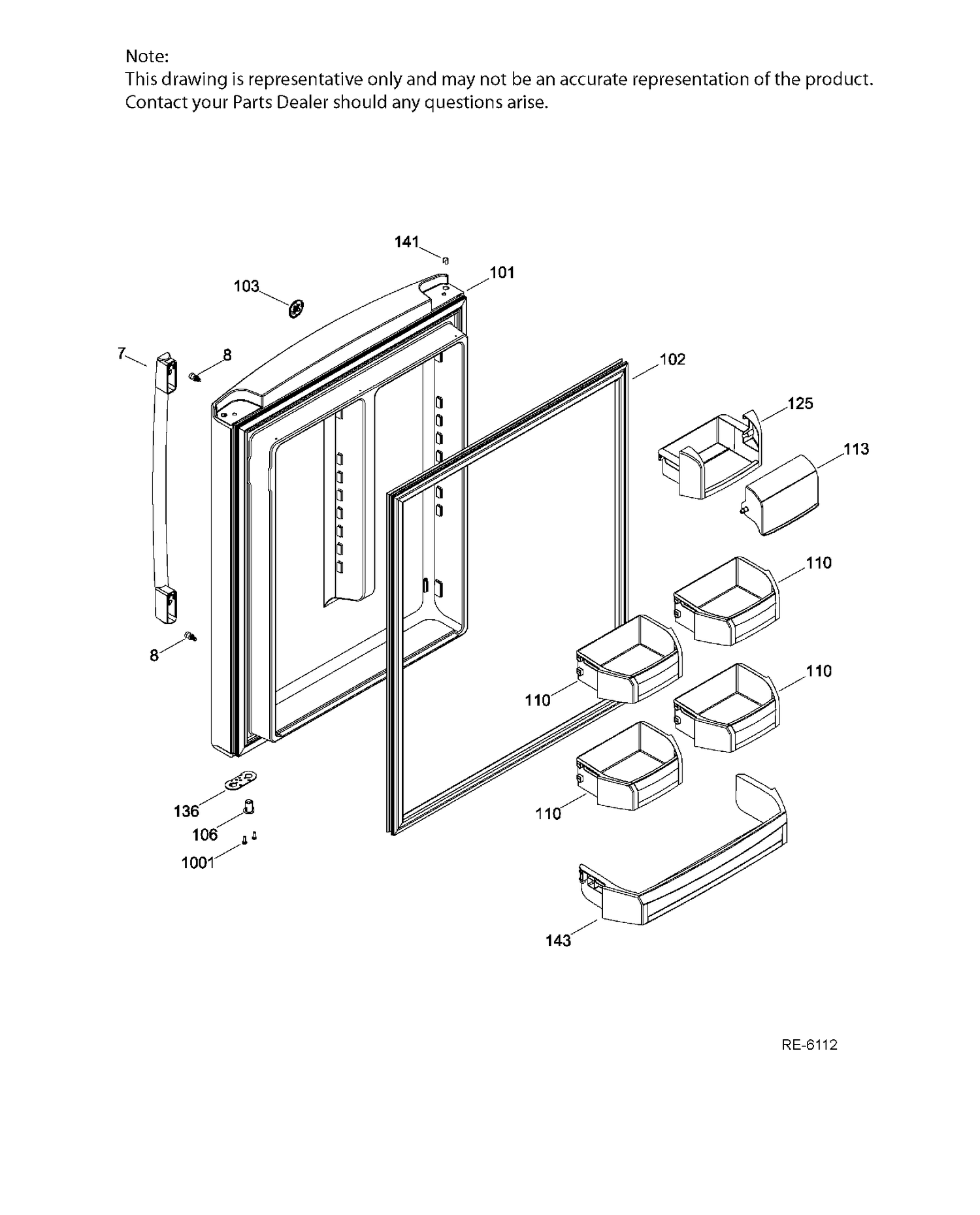 FF DOOR Diagram and Parts List for PDR20KMHBRES  General Electric Refrigerator