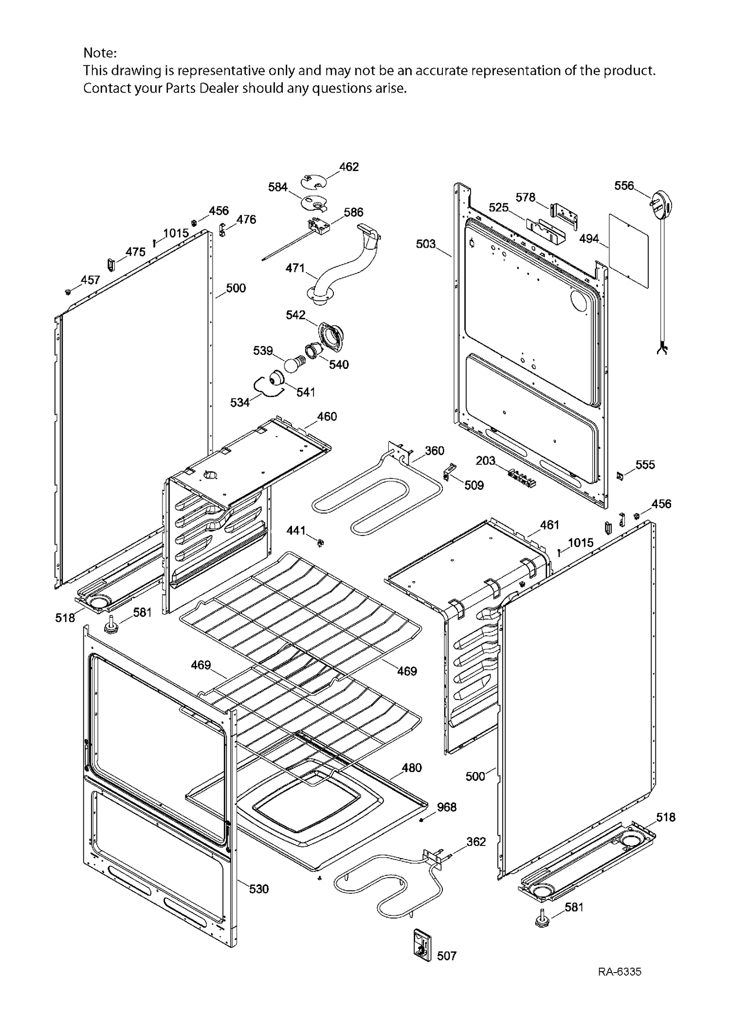 BODY PARTS Diagram and Parts List for JCAS745M3SS  General Electric Range