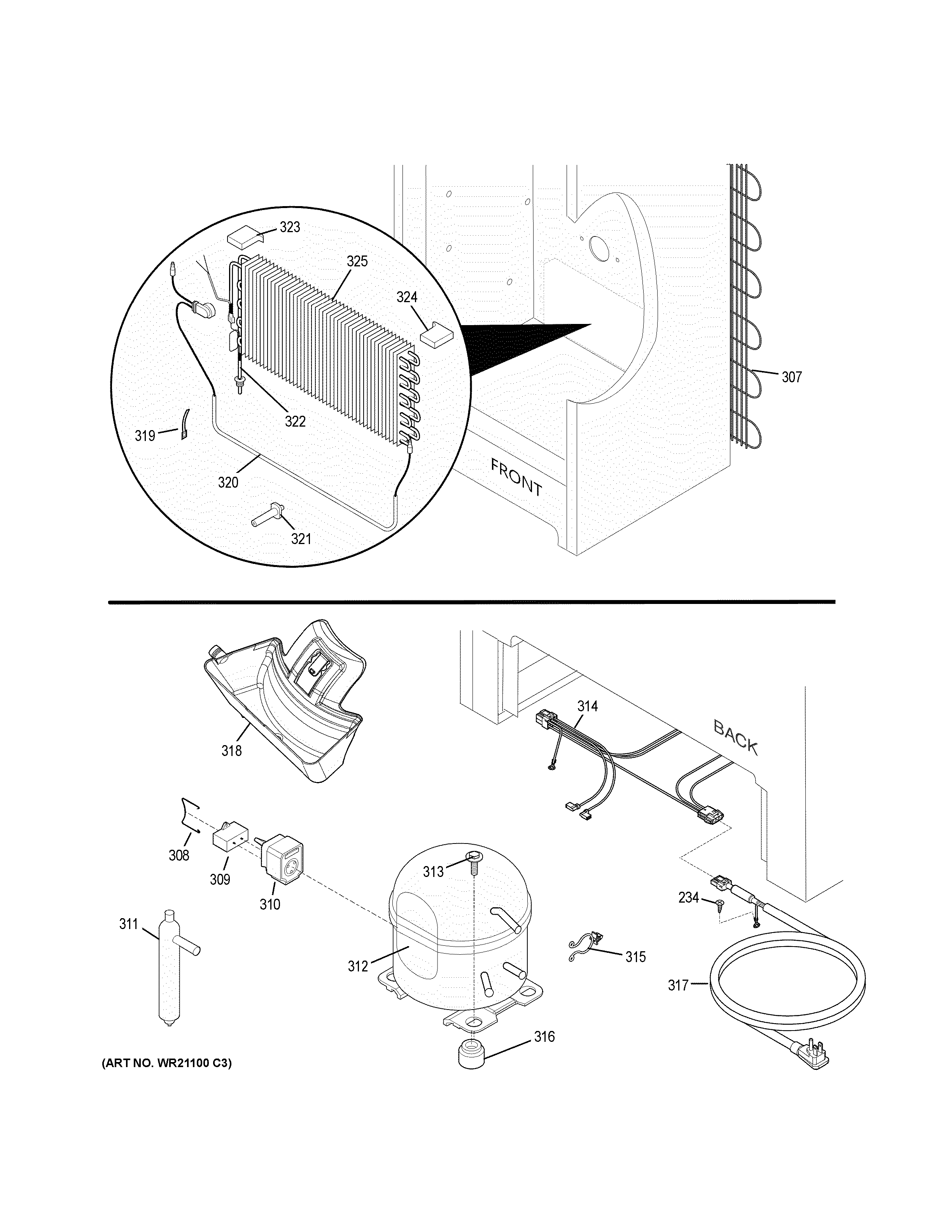 Machine Compartment Diagram and Parts List for FUF17DHBRWW  General Electric Freezer