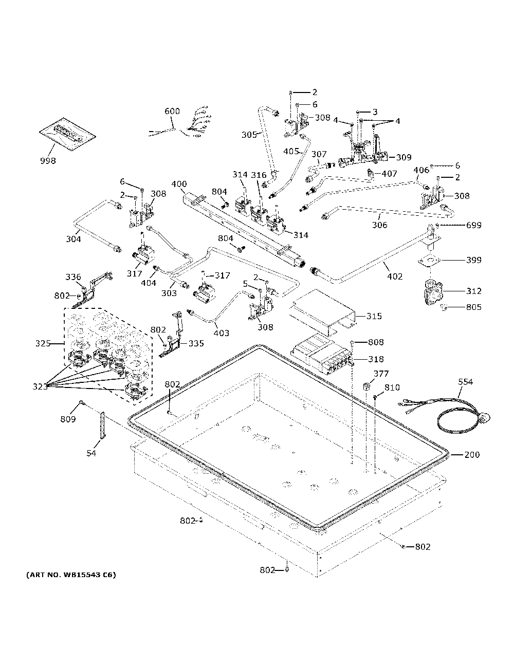 Gas & burner parts Diagram and Parts List for ZGU30RSL2SS  General Electric Cooktop