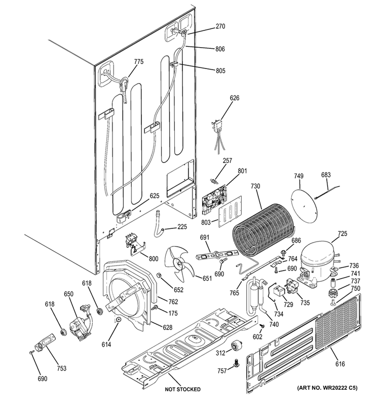 Machine Compartment Diagram and Parts List for GSE26HMEDHES  General Electric Refrigerator