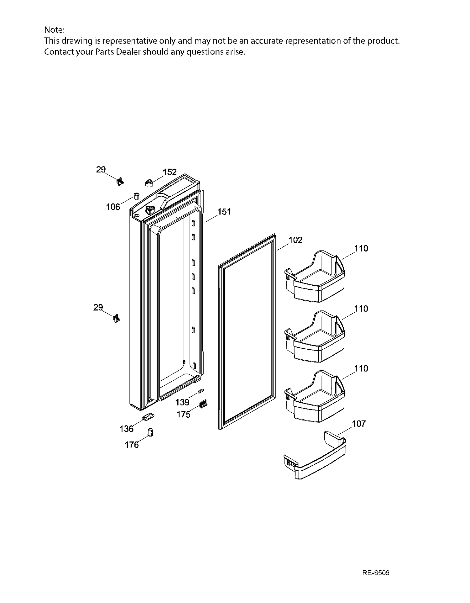 FF DOOR RH Diagram and Parts List for PNE21KGKAKWW  General Electric Refrigerator