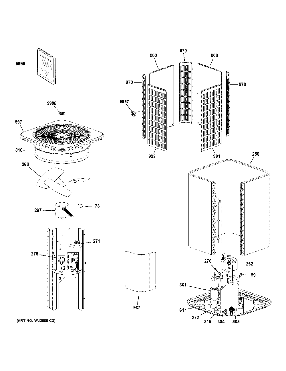 Room Air Conditioner Diagram and Parts List for NS17A42SA452A  General Electric Air Conditioner