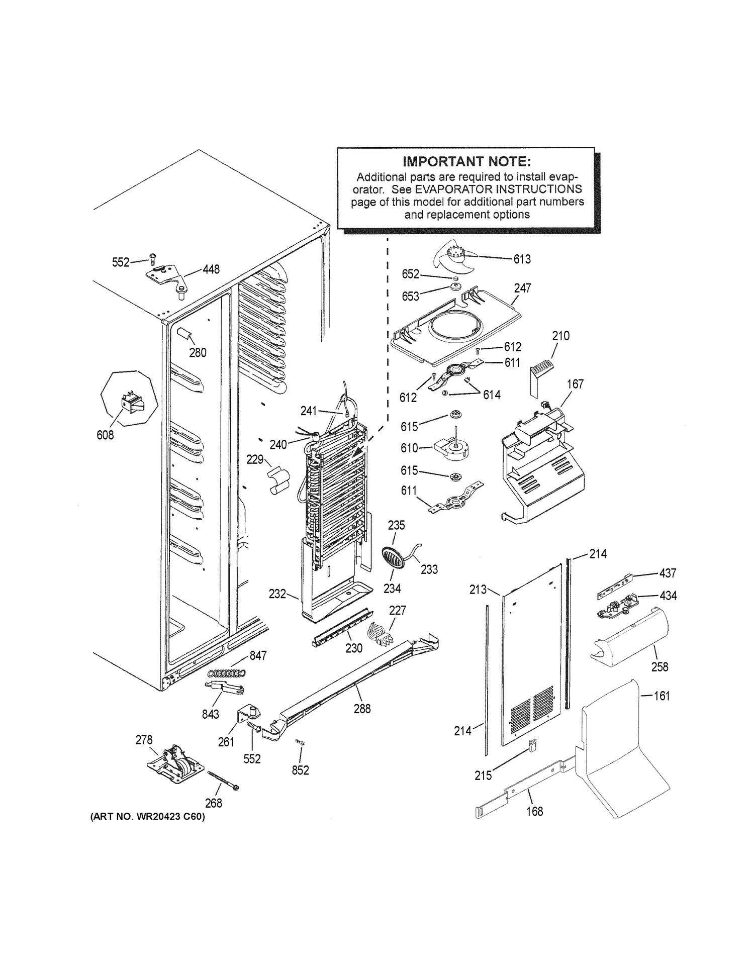 FREEZER SECTION Diagram and Parts List for GSE25HGHJHWW  General Electric Refrigerator