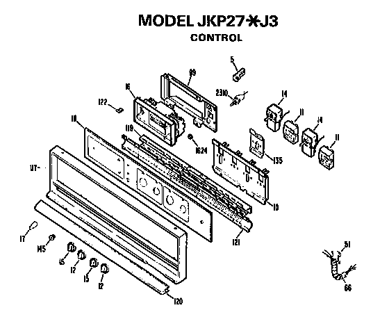 Control Diagram and Parts List for JKP27J3  General Electric Wall Oven