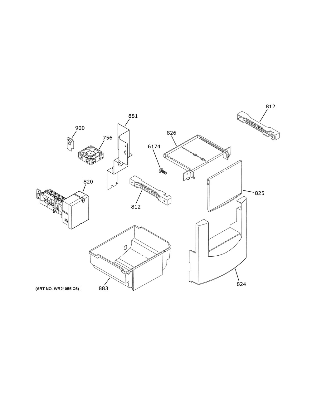 Ice Maker And Dispenser Diagram and Parts List for CSB42WP2NKS1  General Electric Refrigerator