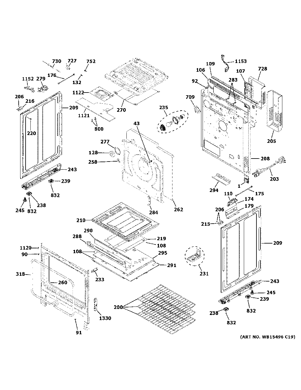 Body parts Diagram and Parts List for PGS930BEL4TS  General Electric Range