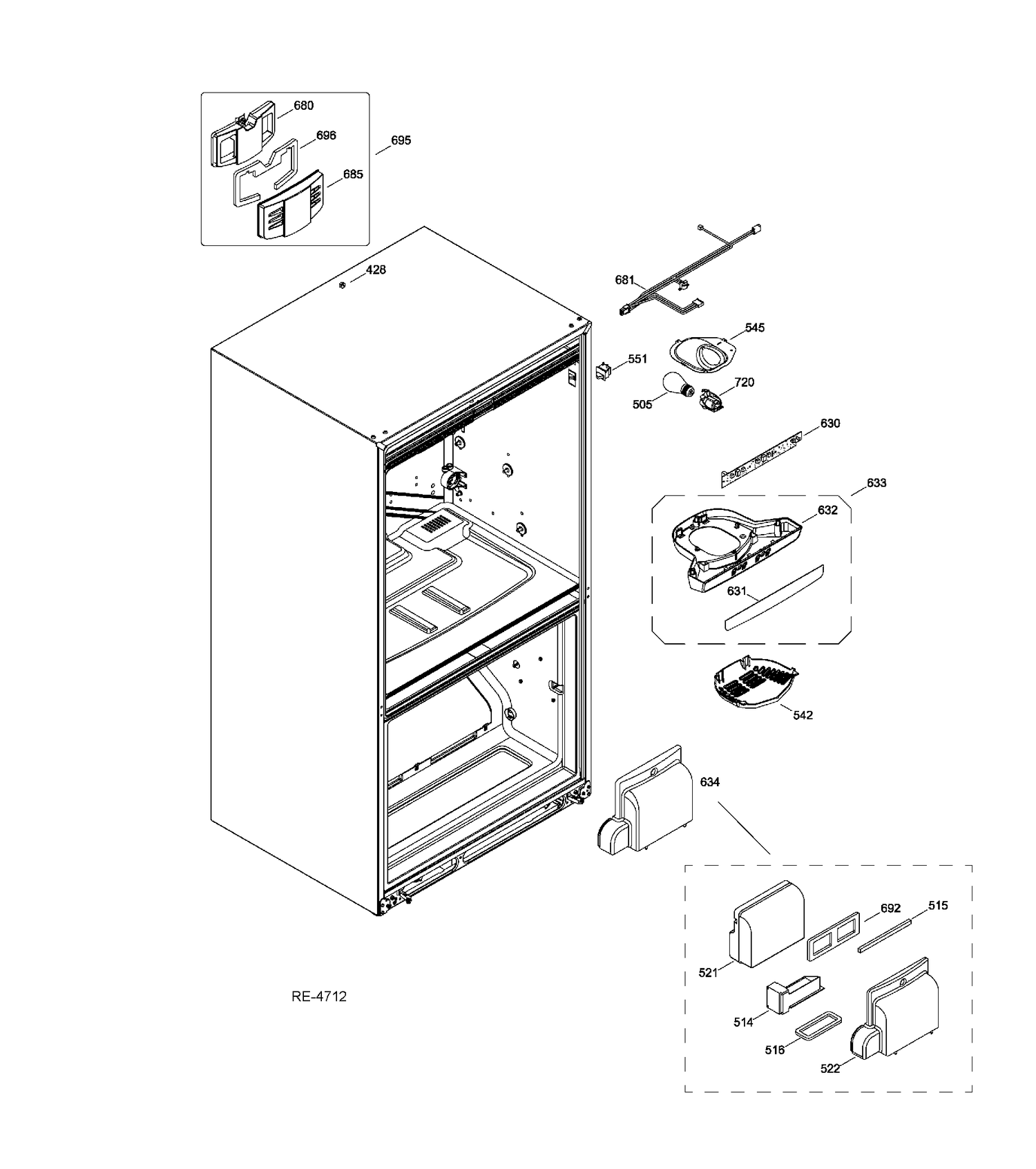 FF FUNCTIONAL PARTS Diagram and Parts List for GDRC3KBYCRWW  General Electric Refrigerator
