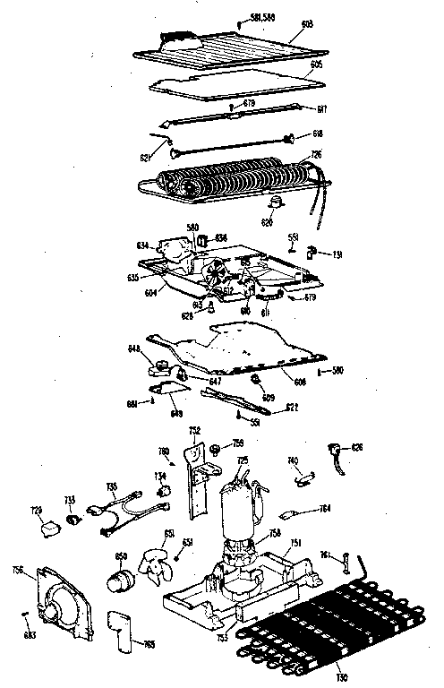 Unit Parts Diagram and Parts List for TBF14SJB  General Electric Refrigerator