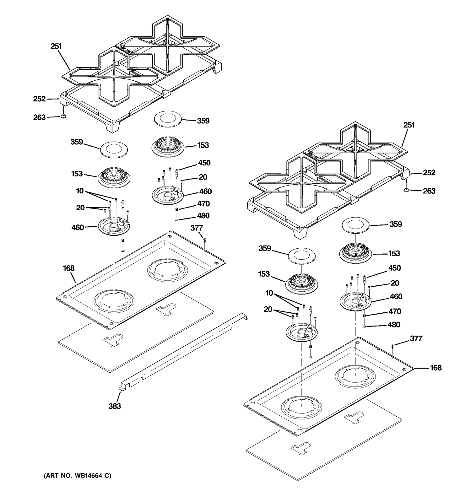 COOKTOP Diagram and Parts List for ZDP484LGP7SS  General Electric Range