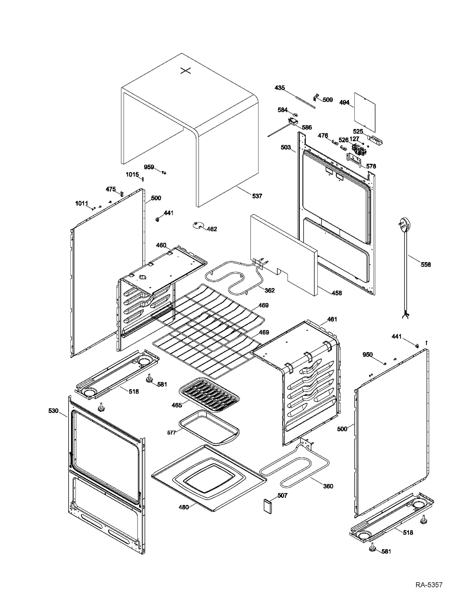BODY PARTS Diagram and Parts List for MCAS724M3WW  General Electric Range