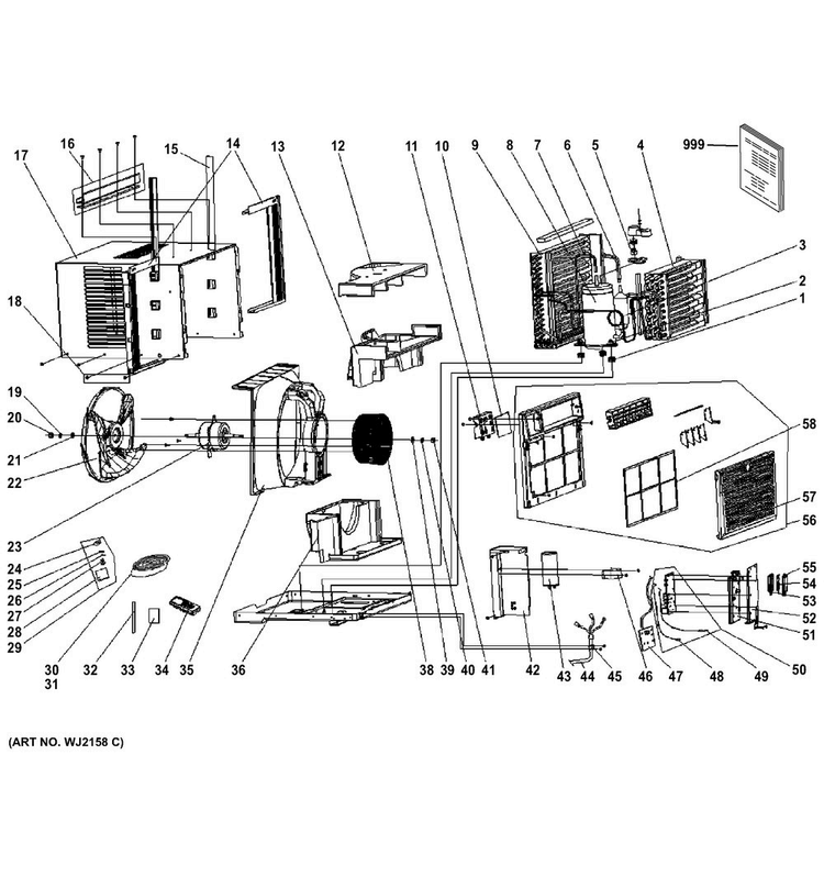 Room Air Conditioner Diagram and Parts List for AEC12AVH1  General Electric Air Conditioner
