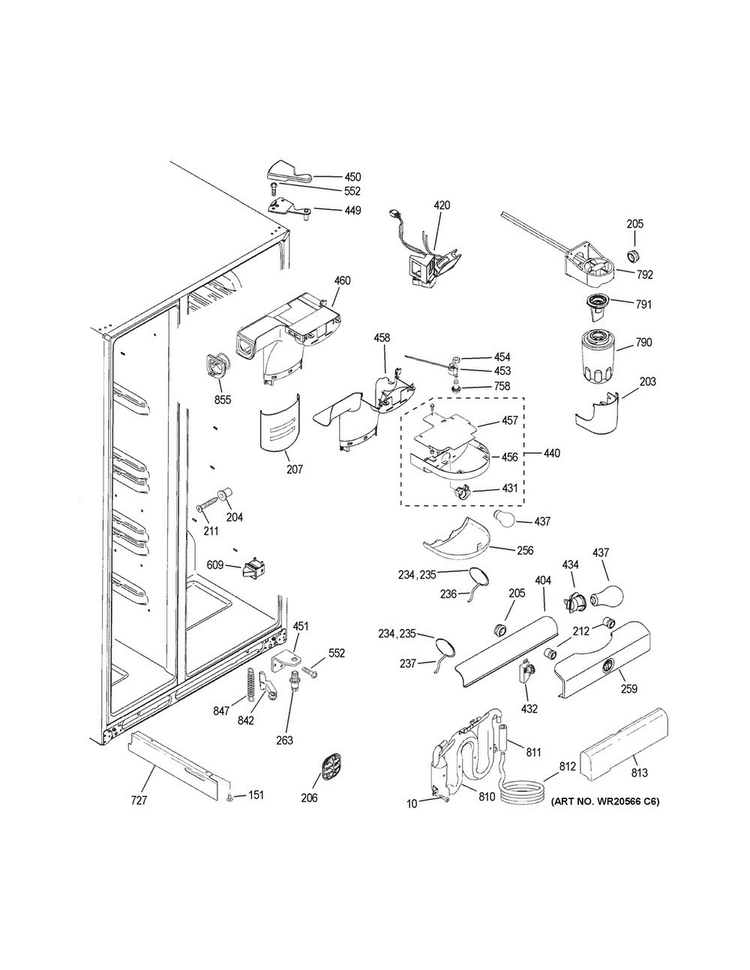 Fresh Food Section Diagram and Parts List for GSS23HGHECBB  General Electric Refrigerator