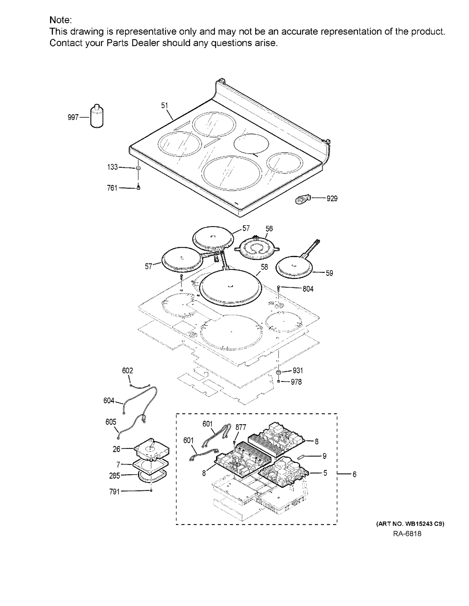COOKTOP Diagram and Parts List for PCHB920SJ3SS  General Electric Range