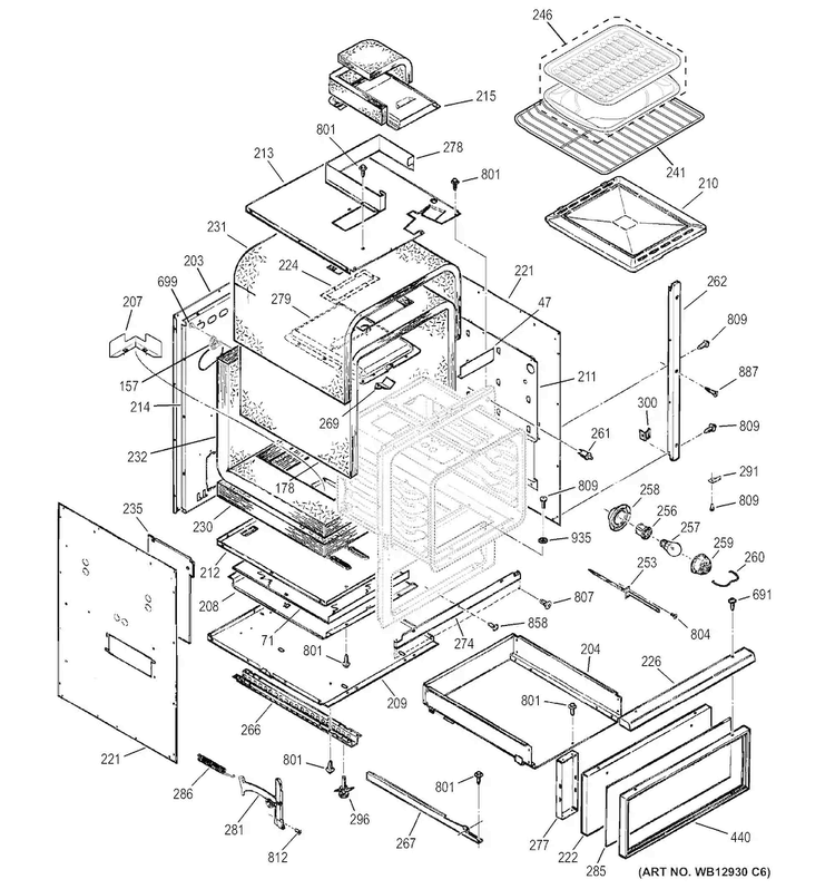 Body Parts Diagram and Parts List for JGRP20WEJ2WW  General Electric Wall Oven
