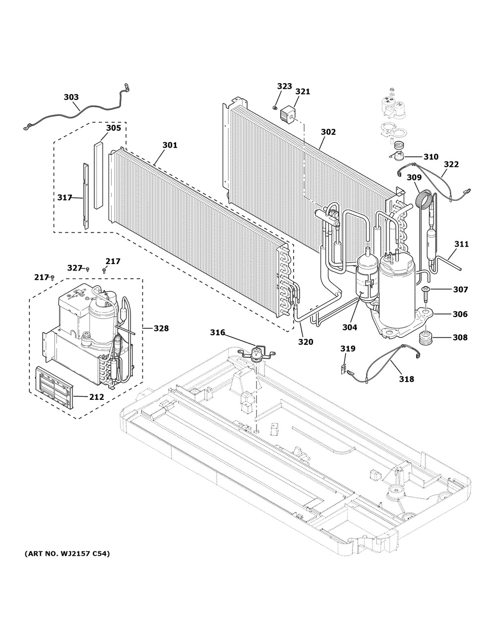 Sealed System Diagram and Parts List for AZ65H12EBMW6  General Electric Air Conditioner