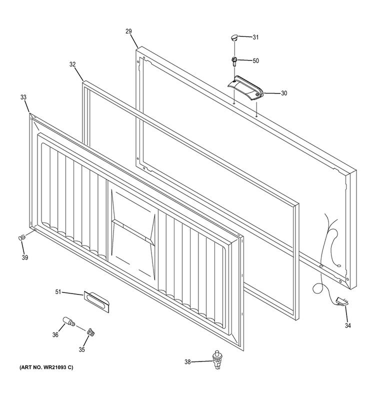 Door Diagram and Parts List for FCM15DHBWW  General Electric Freezer