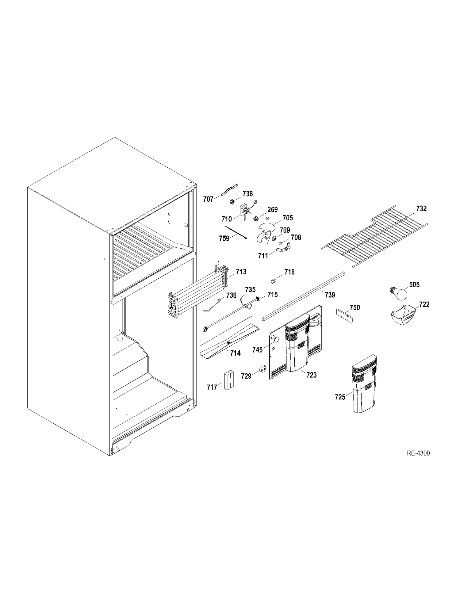 FZ SECTION Diagram and Parts List for GTRC0KBZARBB  General Electric Refrigerator
