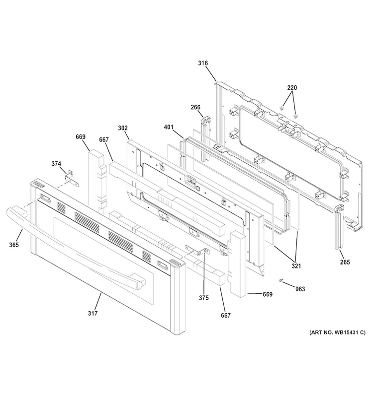Upper Door Diagram and Parts List for JGB860SEJ2SS  General Electric Range