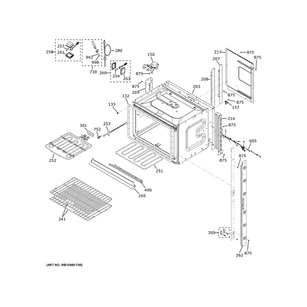 Upper Oven Diagram and Parts List for JKD5000DV2BB  General Electric Wall Oven