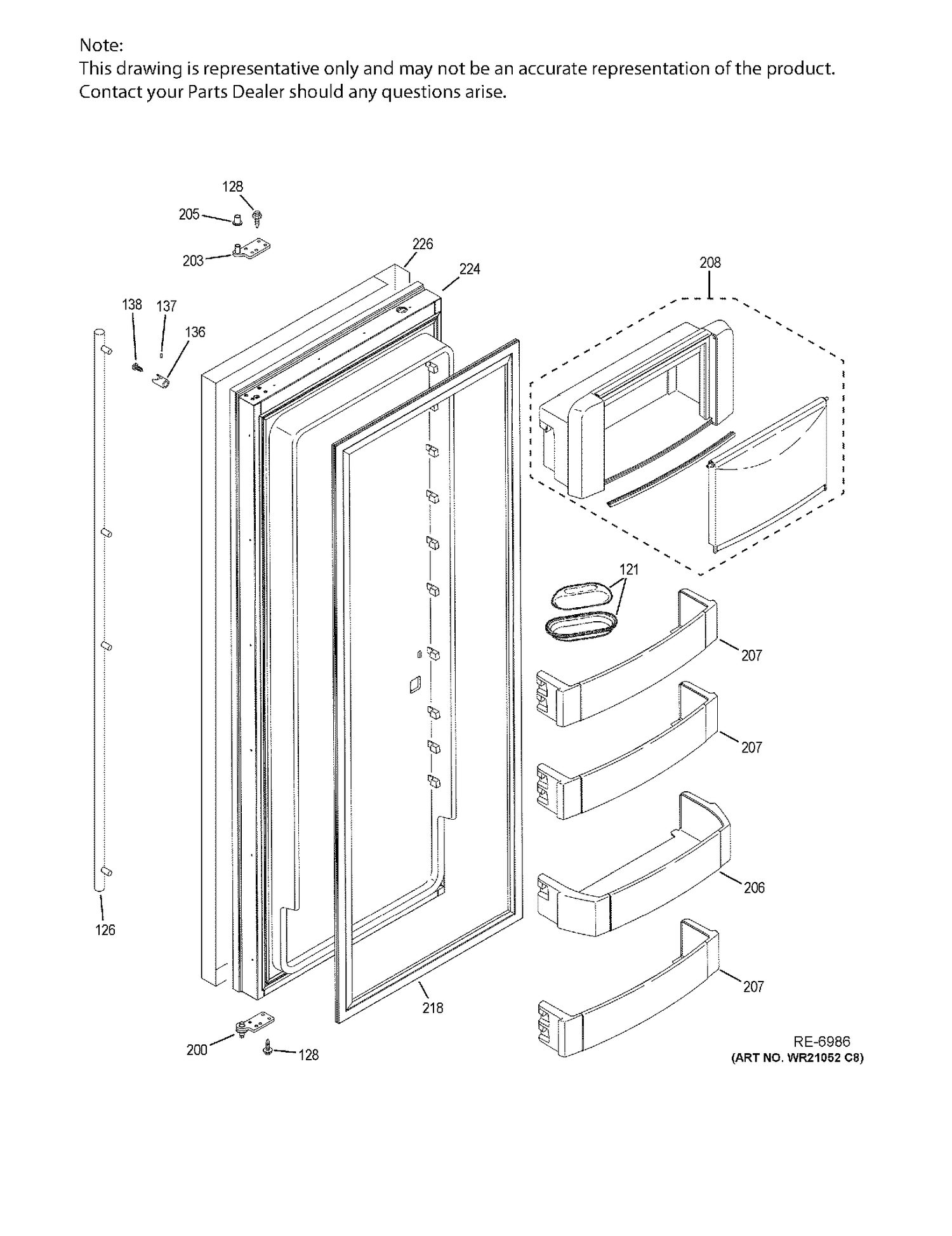 FF DOOR Diagram and Parts List for ZISS480DKBSS  General Electric Refrigerator