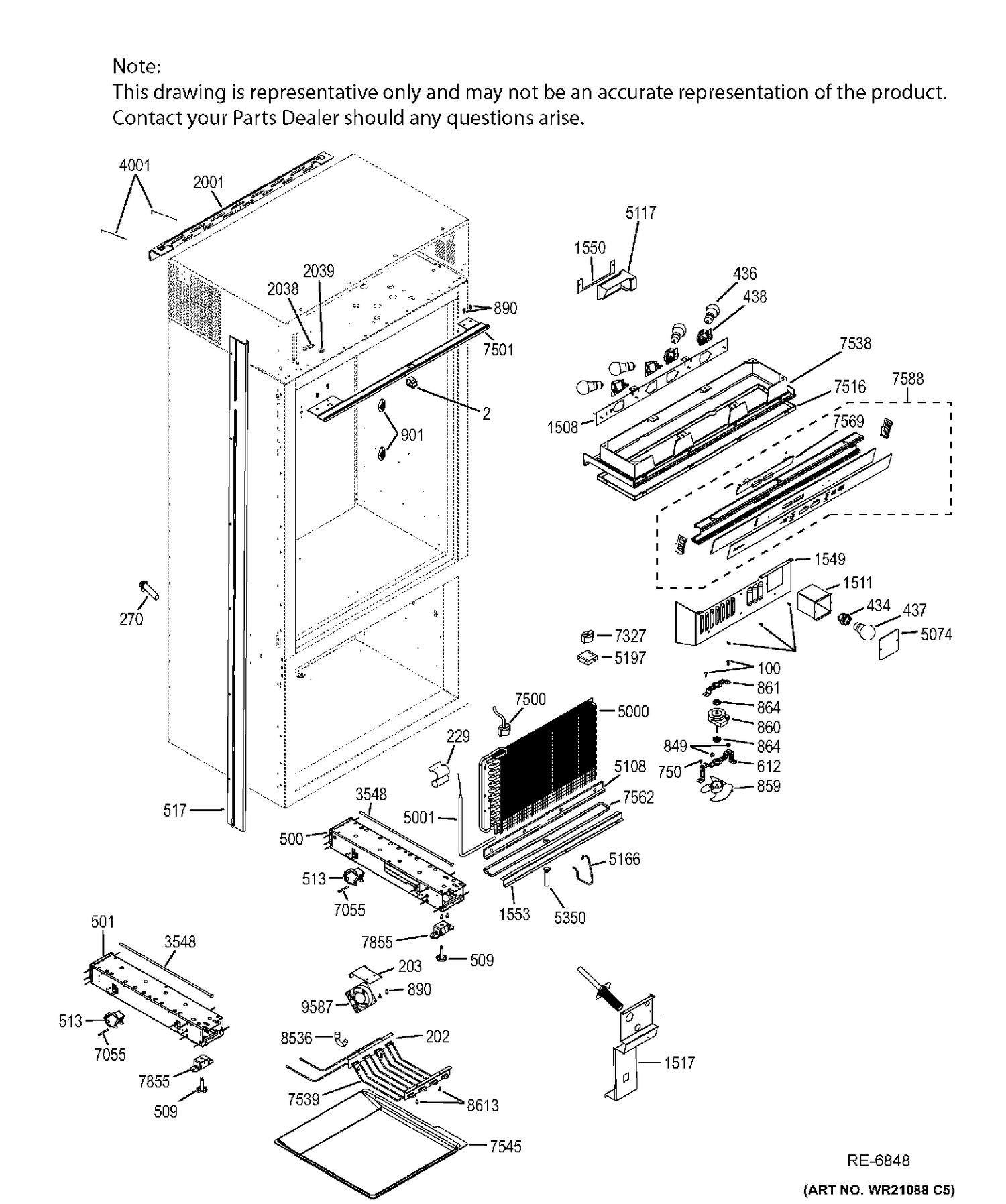CONTROLS & COMPONENTS Diagram and Parts List for ZICP360NXDRH  General Electric Refrigerator