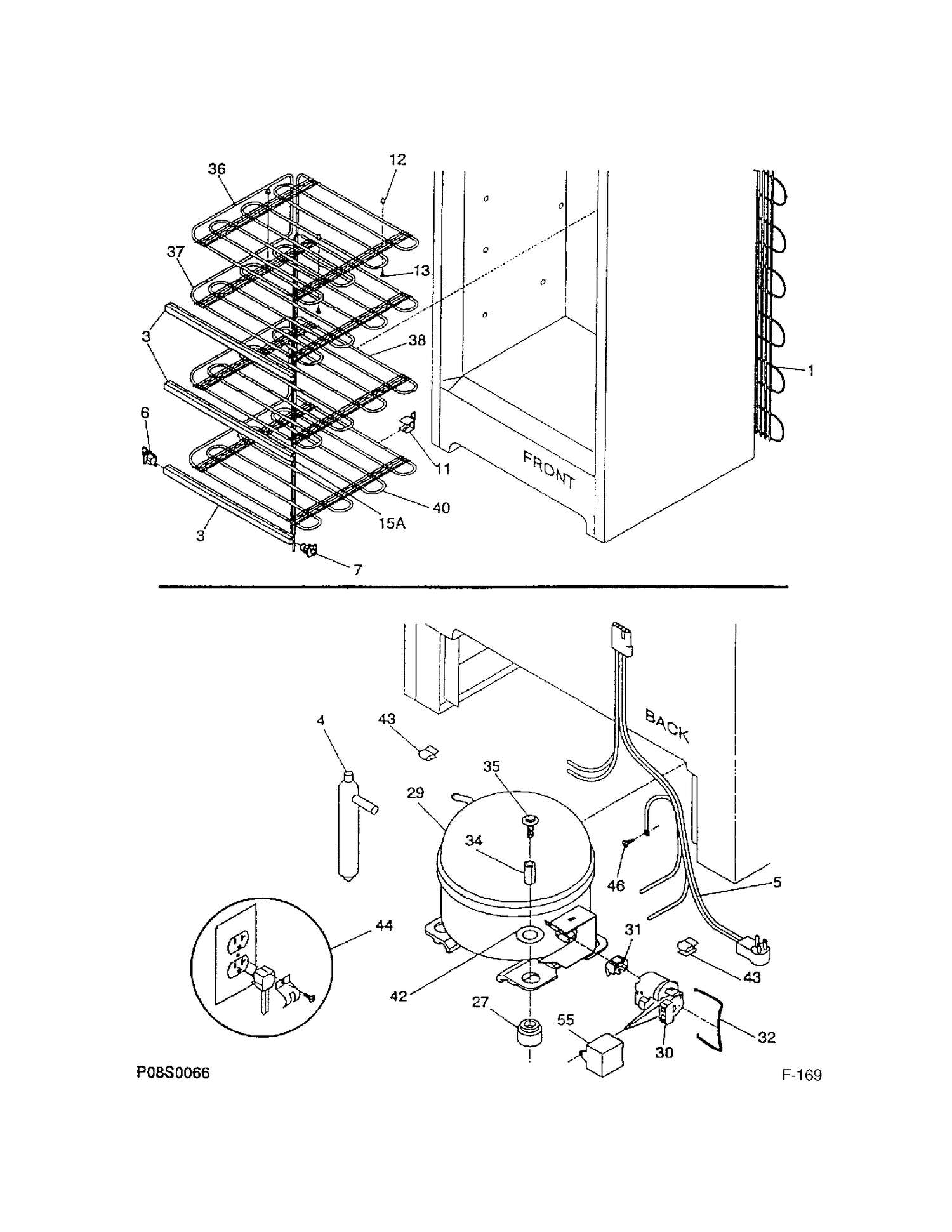 SYSTEM Diagram and Parts List for 86150-4  General Electric Freezer