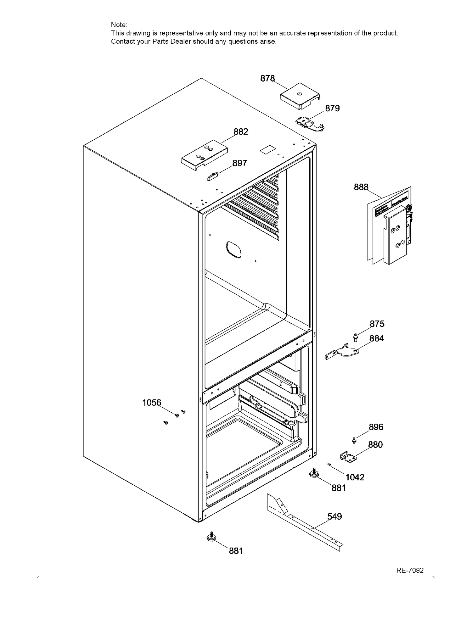PARTS HINGE FRIDGE Diagram and Parts List for GBE21AGKBKWW  General Electric Refrigerator