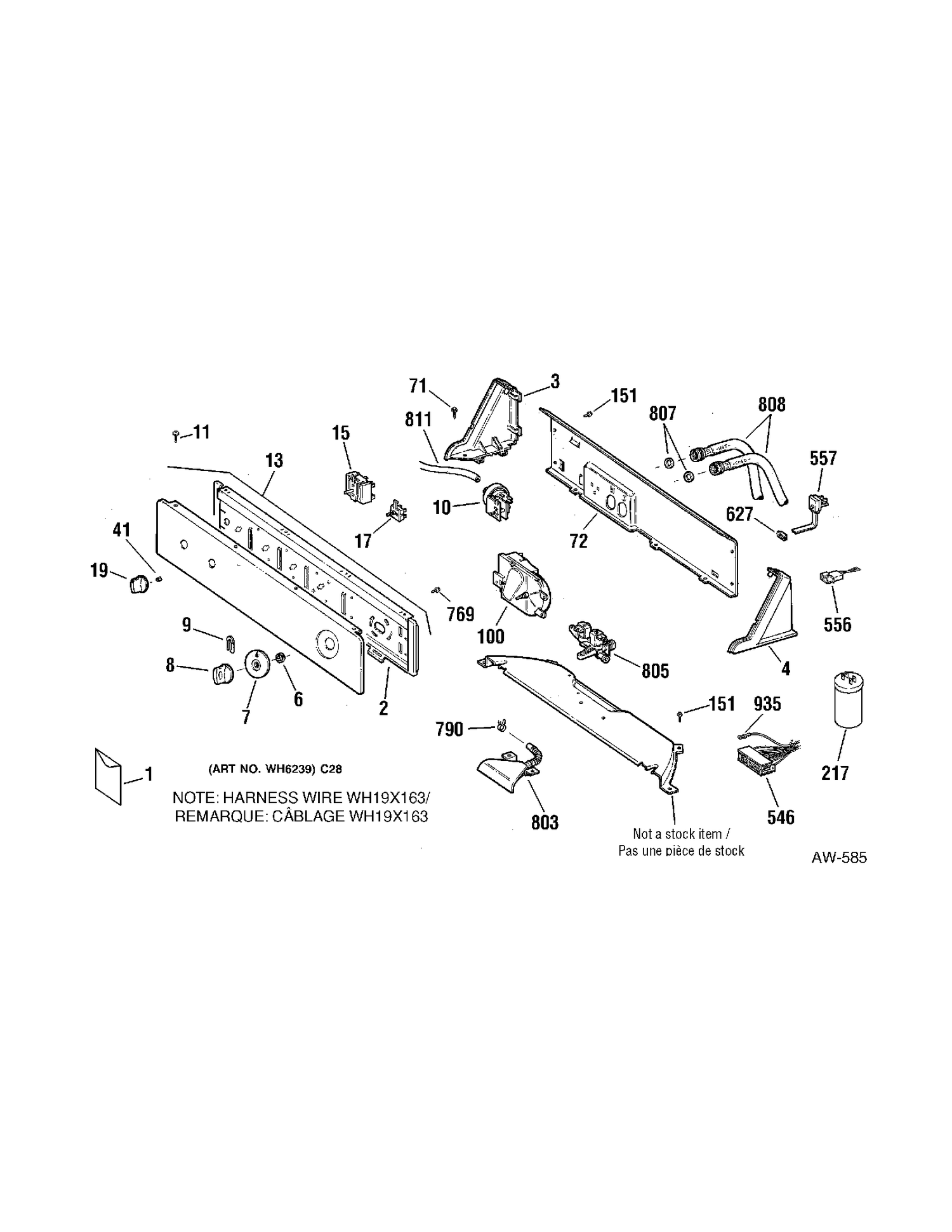 CONTROL PANEL Diagram and Parts List for GJSR2130B2WW  General Electric Washer