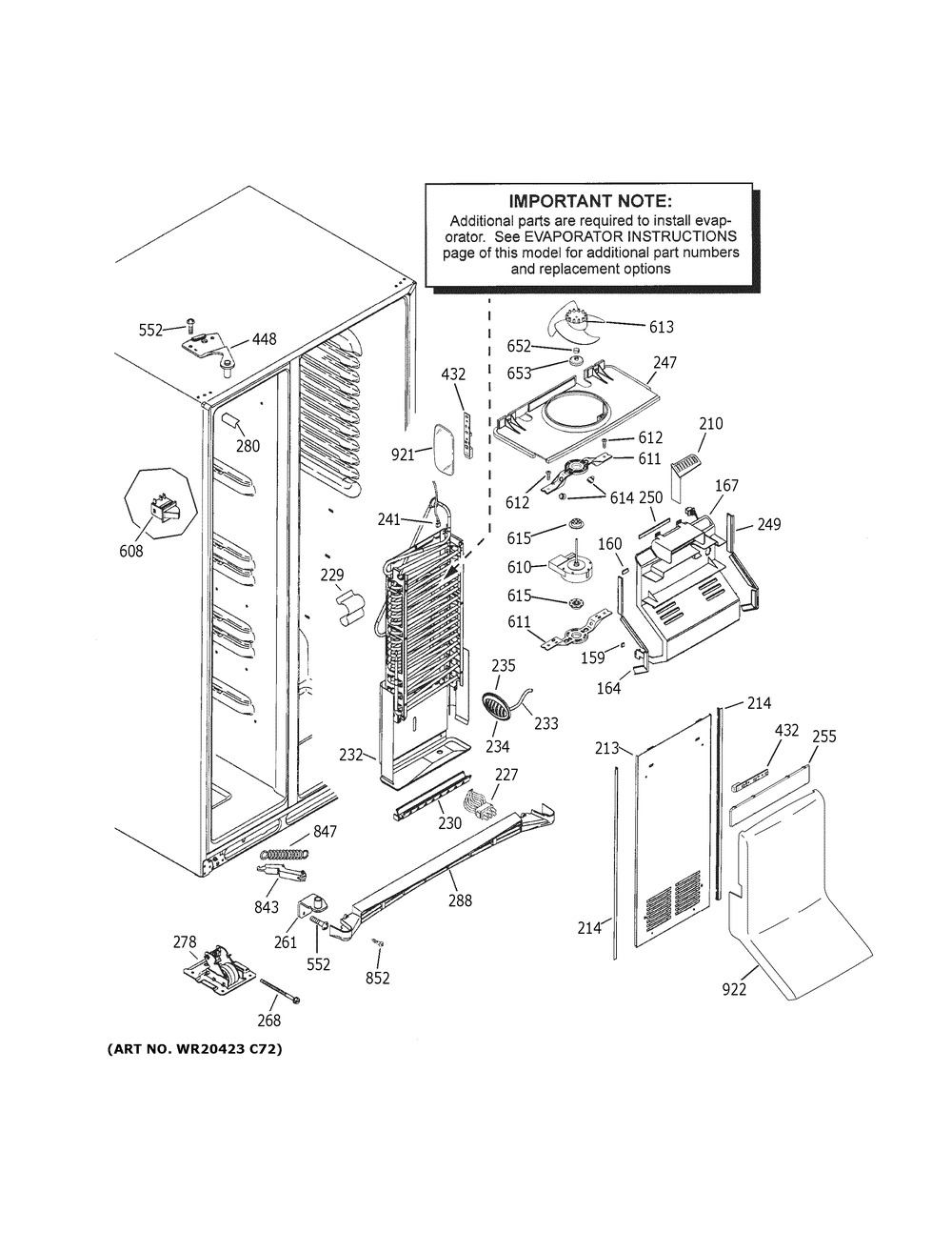 Freezer Section Diagram and Parts List for GZS22IMNBHES  General Electric Refrigerator