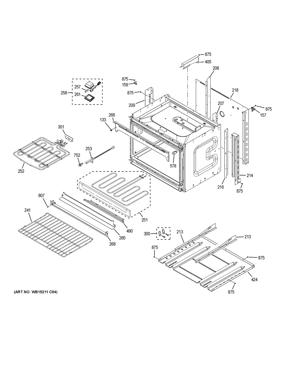 Lower Oven Diagram and Parts List for JT3500EJ6ES  General Electric Wall Oven