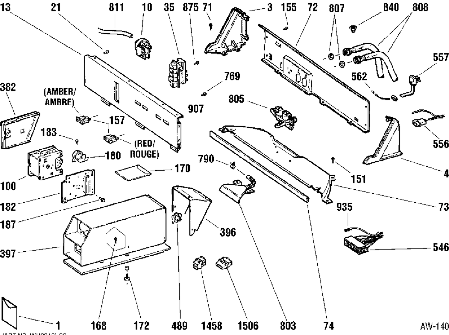 BACKSPLASH & COIN BOX ASSEMBLY Diagram and Parts List for WCCB2050T6AC  General Electric Washer