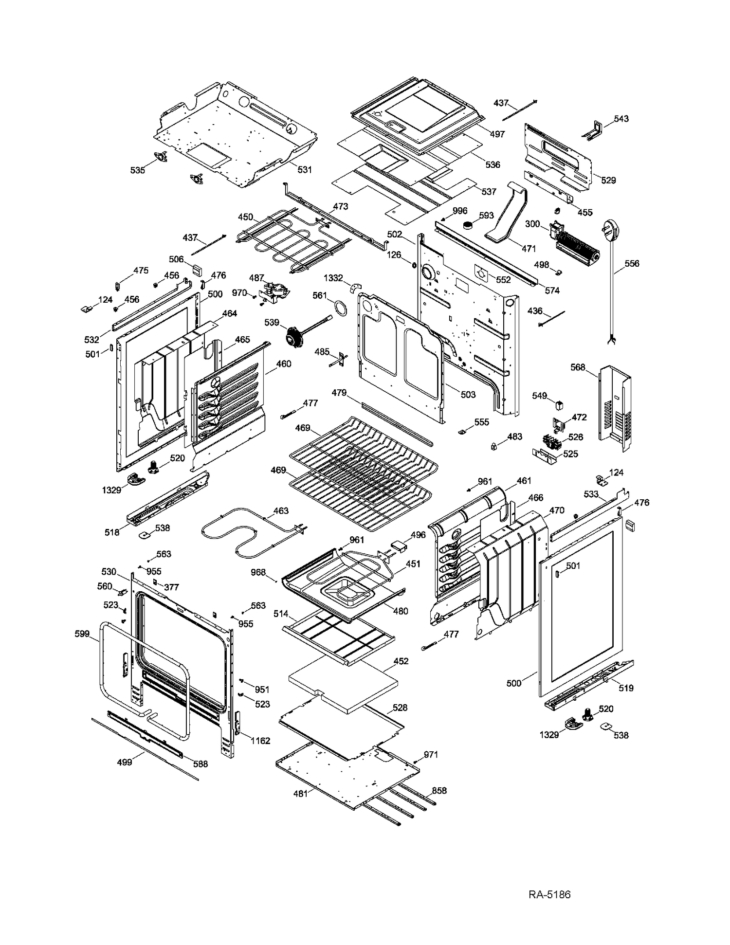 BODY PARTS Diagram and Parts List for PCS905SR2SS  General Electric Range