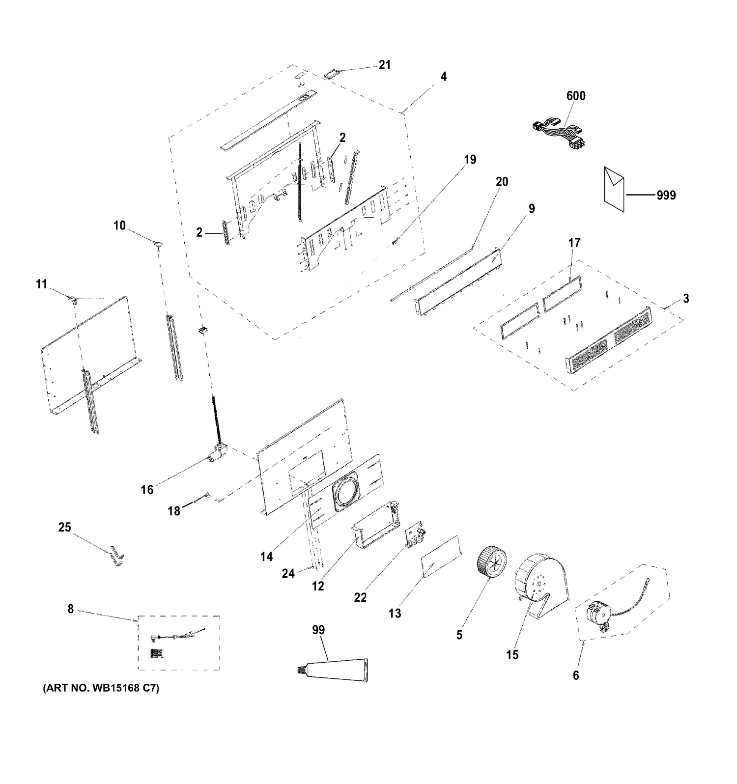 RANGE HOOD Diagram and Parts List for PVB94DT6BB  General Electric Range Hood