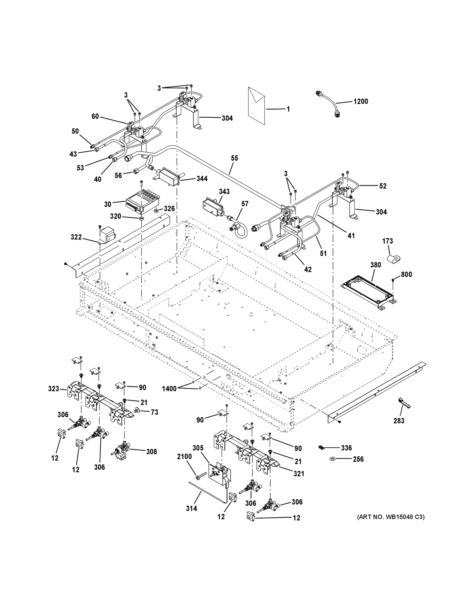 GAS & BURNER PARTS Diagram and Parts List for ZGP484NGR4SS  General Electric Range