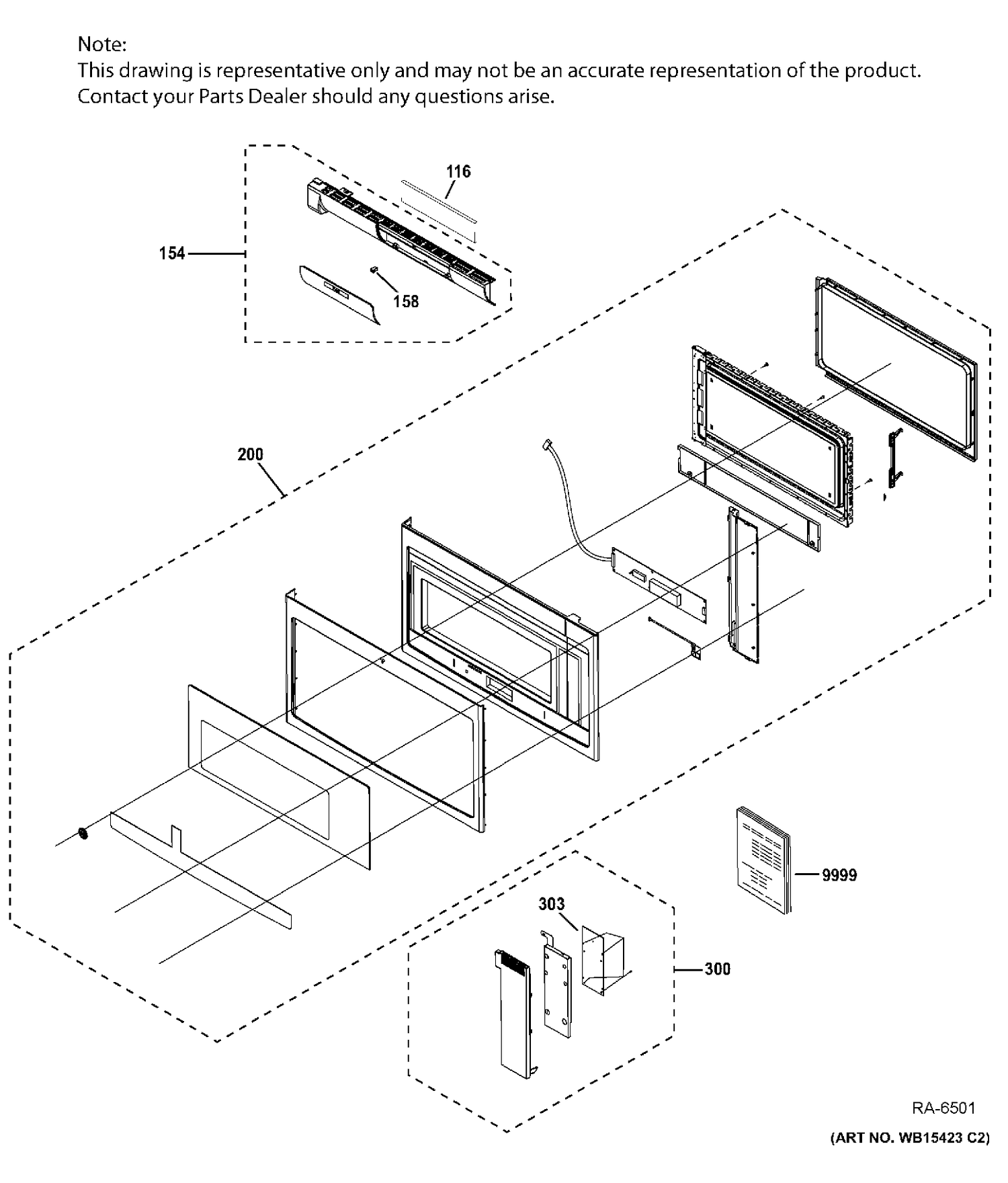 CONTROL PANEL & DOOR Diagram and Parts List for PVM2188SJC01  General Electric Microwave