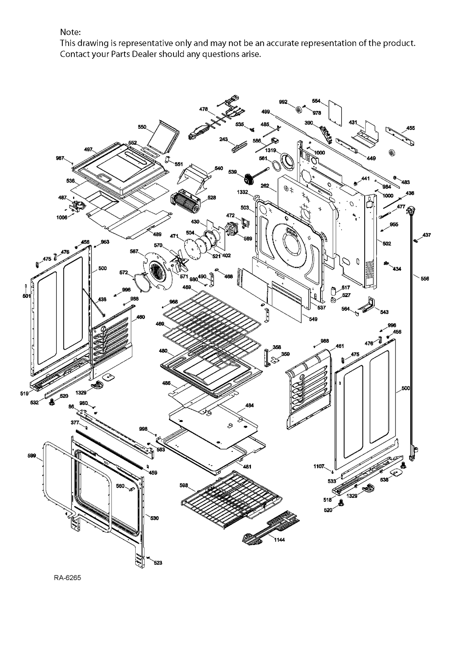 BODY PARTS Diagram and Parts List for PCGS910SEF2SS  General Electric Range
