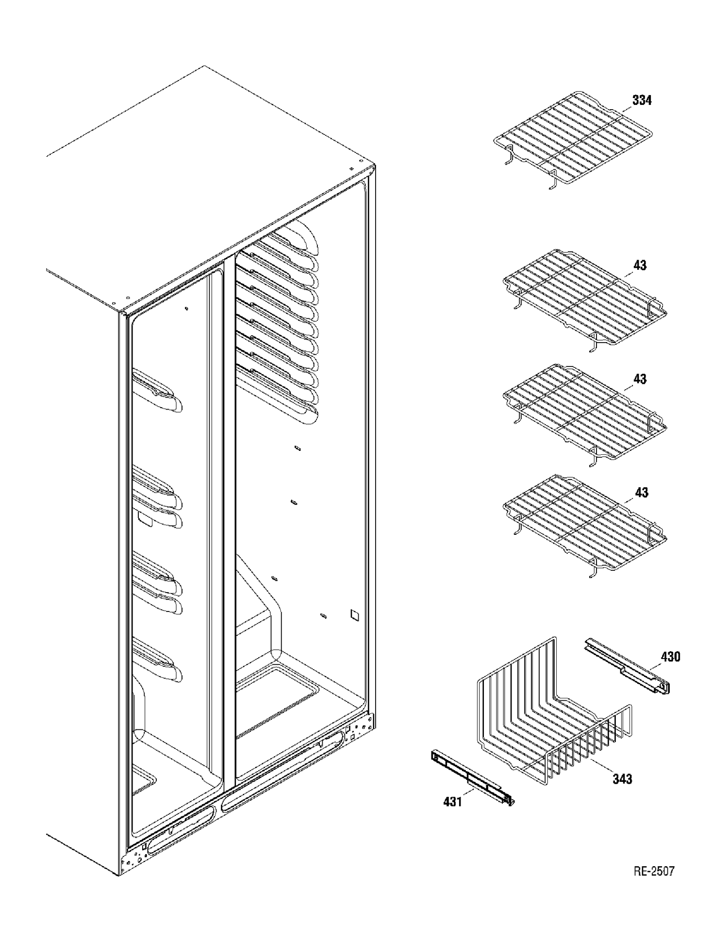 FZ SECTION Diagram and Parts List for DSR25UGTABB  General Electric Refrigerator