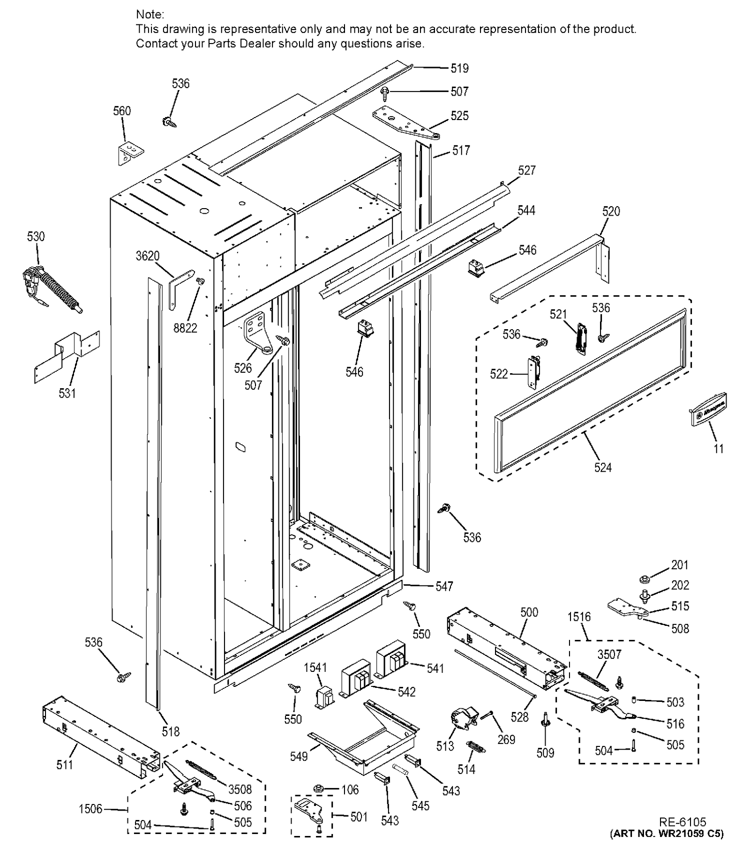 CASE PARTS Diagram and Parts List for ZISS420NHASS  General Electric Refrigerator