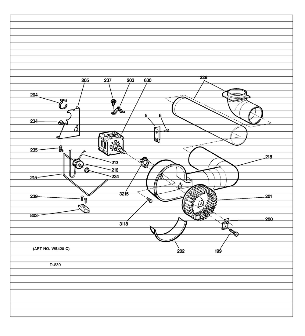 Motor And Blower Diagram and Parts List for JVM1630SPC  General Electric Refrigerator