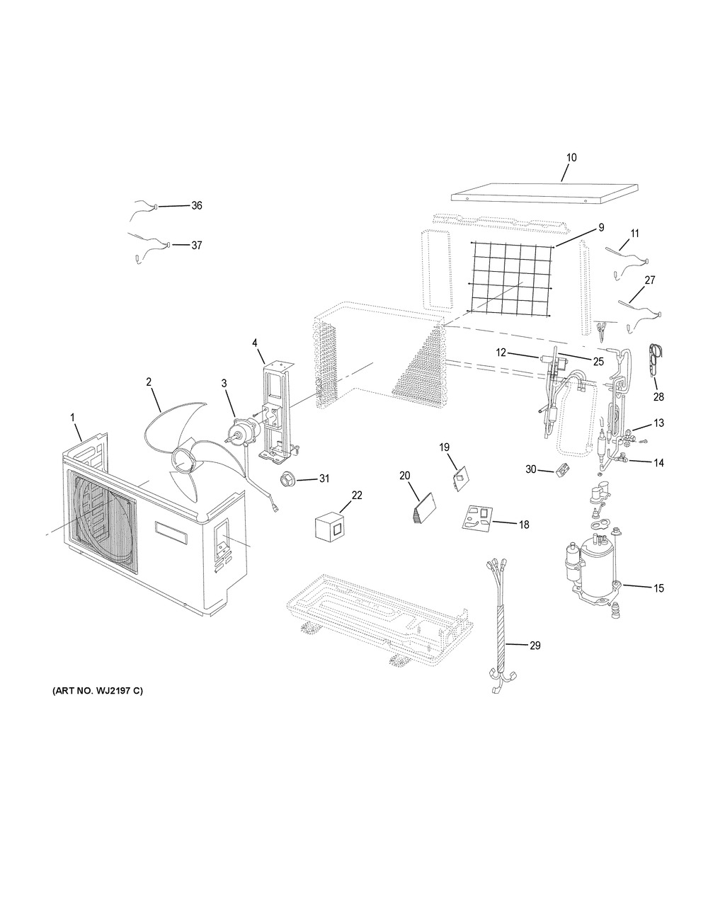 Room Air Conditioner Diagram and Parts List for 1U12LC2VHA  General Electric Air Conditioner