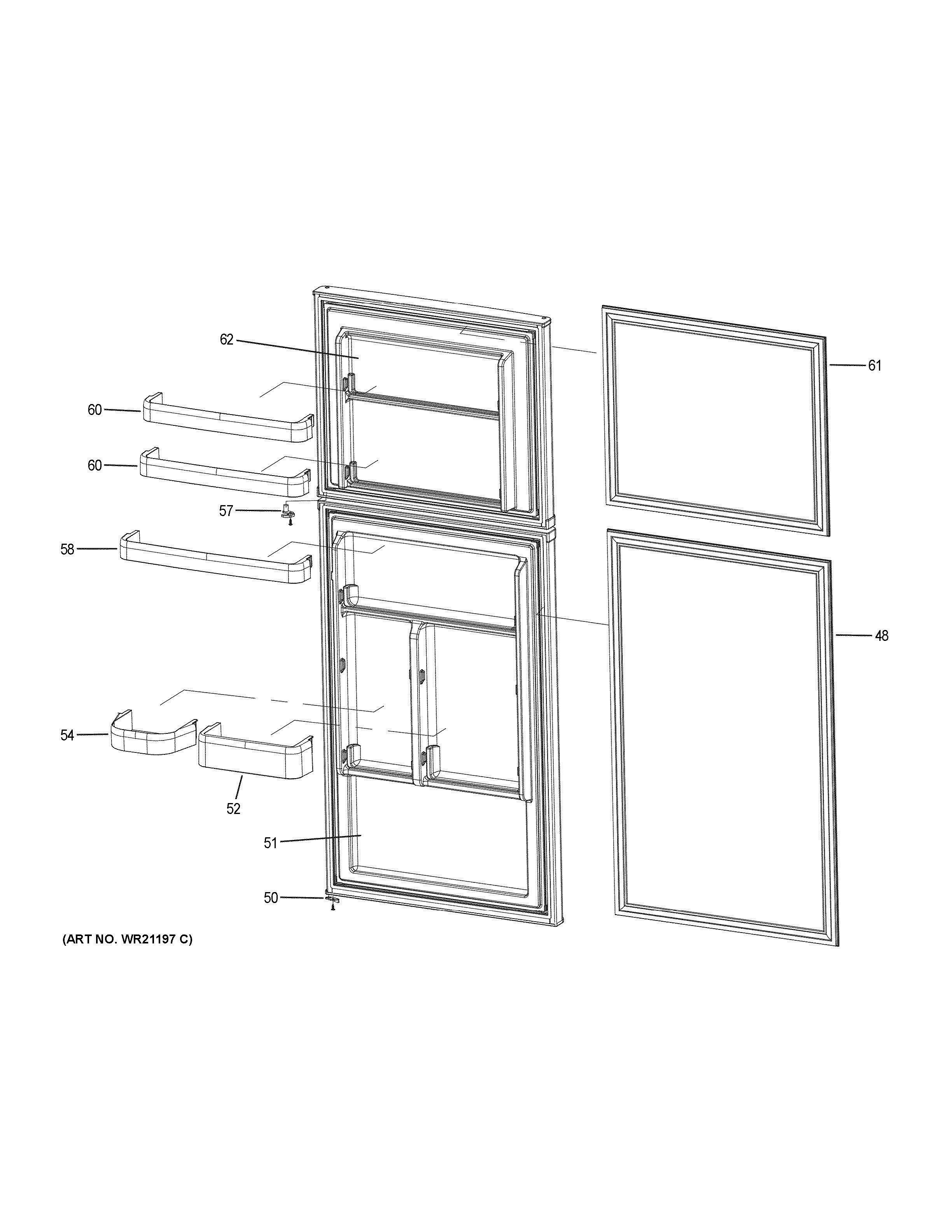 DOORS Diagram and Parts List for HA12TG21SW  General Electric Refrigerator