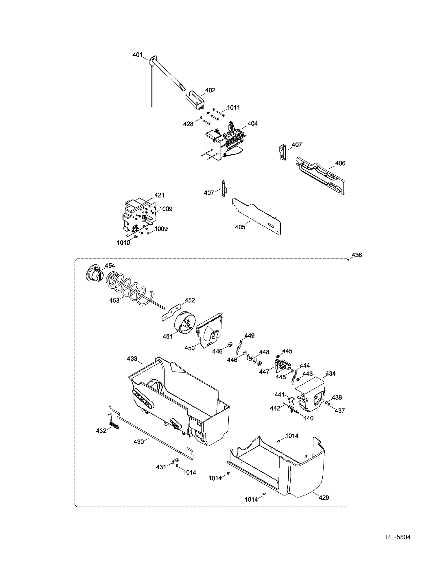 ICE MAKER & DISPENSER Diagram and Parts List for GSR23KSTESS  General Electric Refrigerator