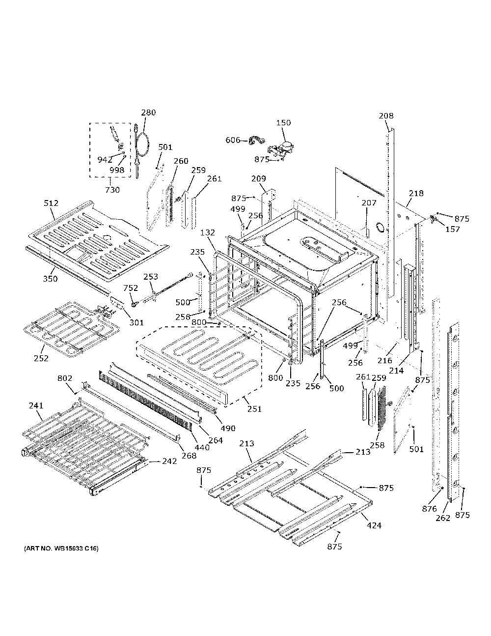 Lower Oven Diagram and Parts List for ZTDX1FPSN2SS  General Electric Wall Oven