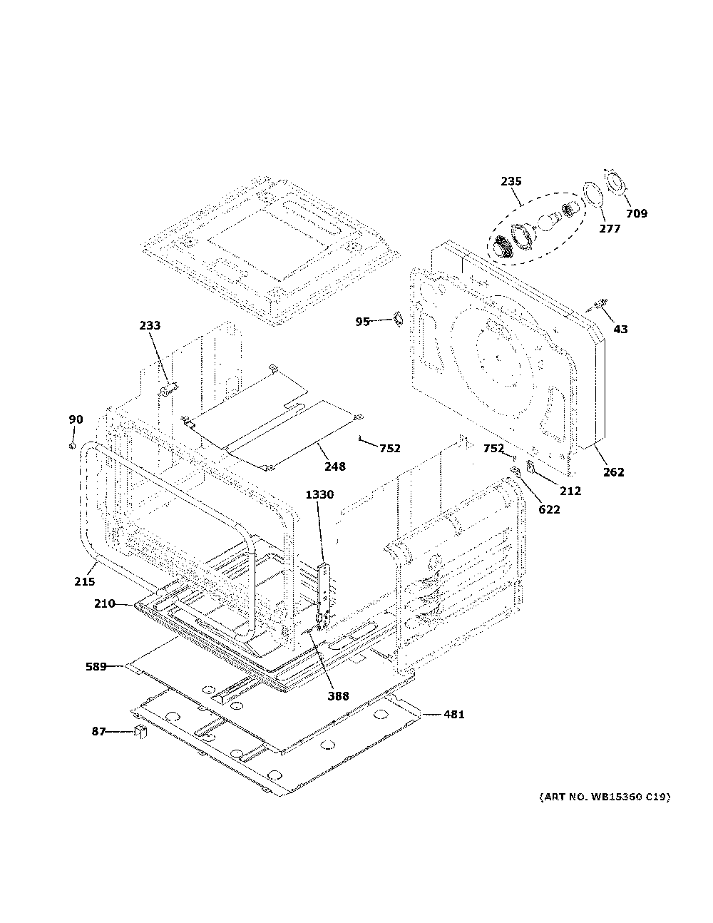 Lower Oven Diagram and Parts List for JGSS86SP2SS  General Electric Range