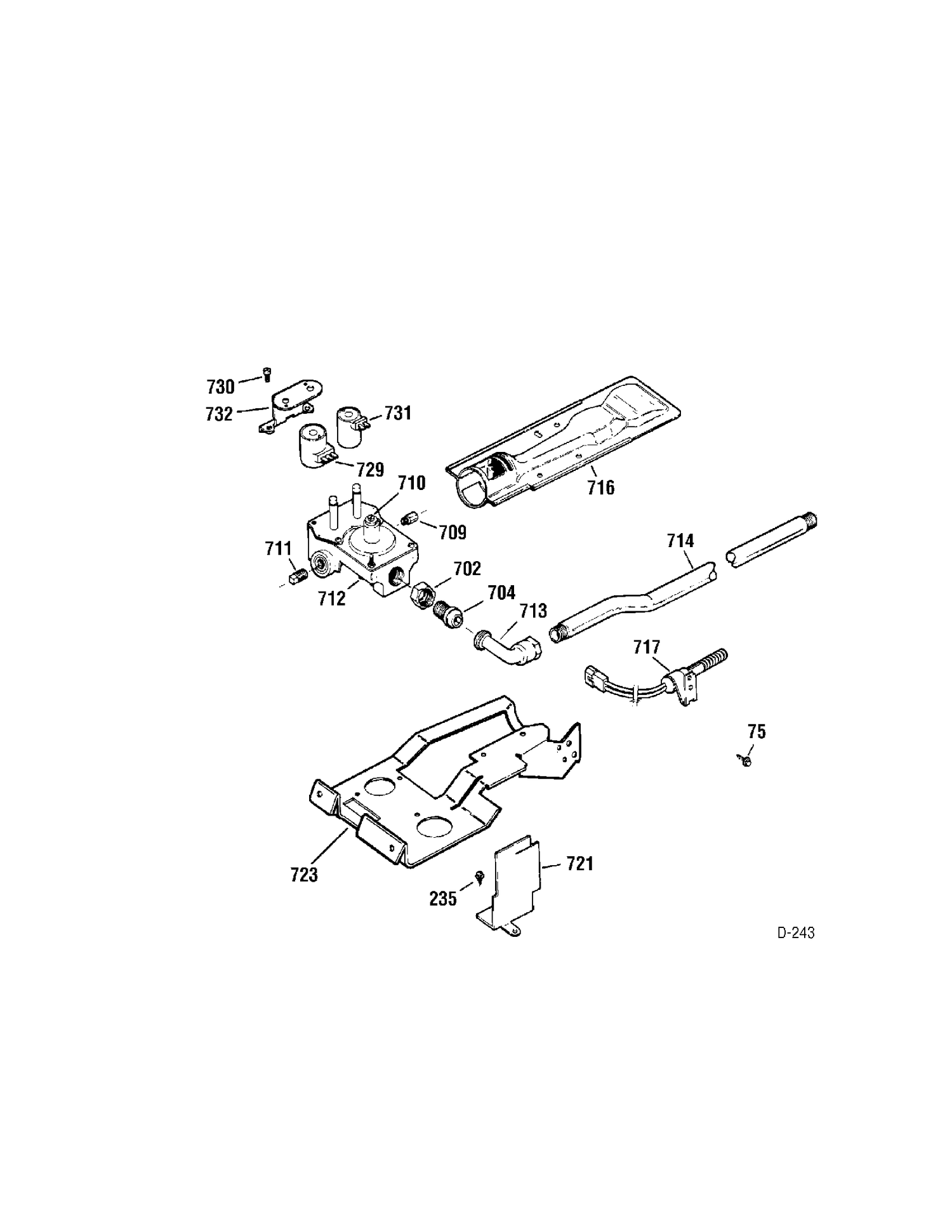 GAS VALVE Diagram and Parts List for GNSR465GB1WW  General Electric Dryer