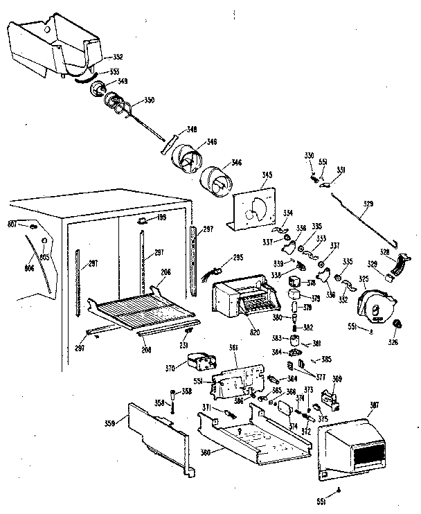 Ice Bucket Assembly Diagram and Parts List for TBX25RKB  General Electric Refrigerator