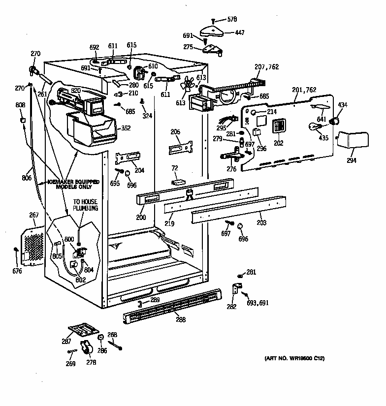 Cabinet Diagram and Parts List for 36379285991  Kenmore Refrigerator